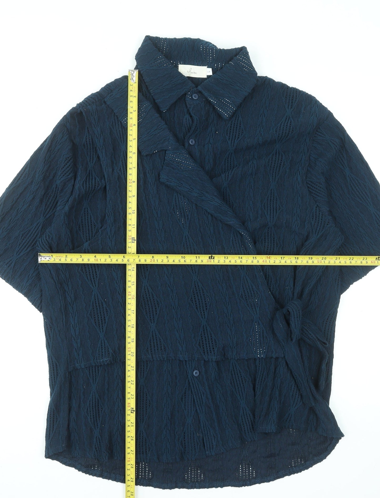 Womens UK Size L Ichoise Blue Wrap Blouse