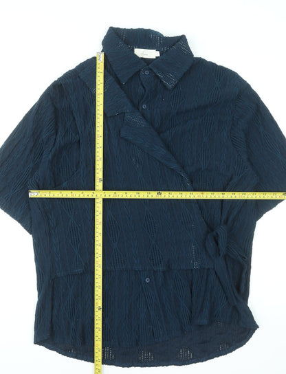 Womens UK Size L Ichoise Blue Wrap Blouse