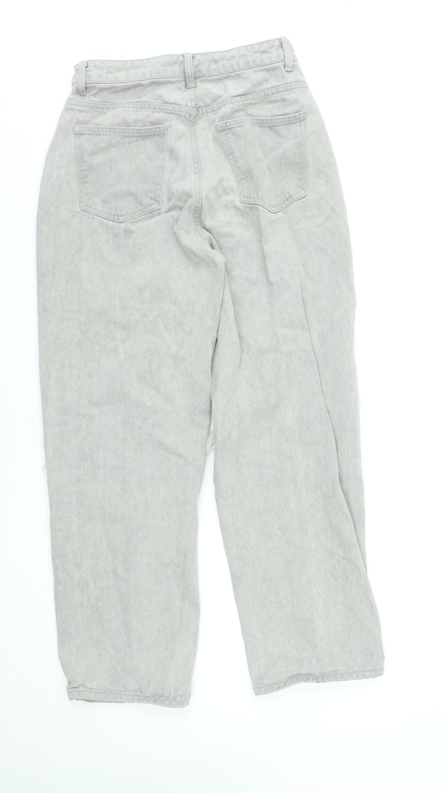 Womens UK Size 8 Momokrom Regular Fit Straight Grey Jeans