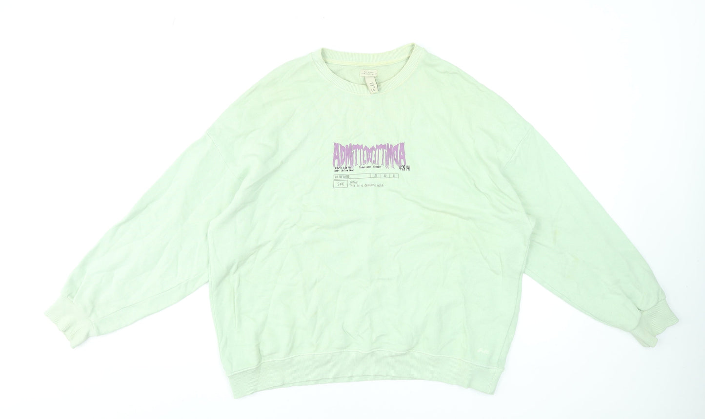 Womens UK Size M Pull&Bear Green Pullover Sweatshirt