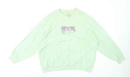 Womens UK Size M Pull&Bear Green Pullover Sweatshirt