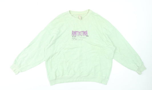 Womens UK Size M Pull&Bear Green Pullover Sweatshirt
