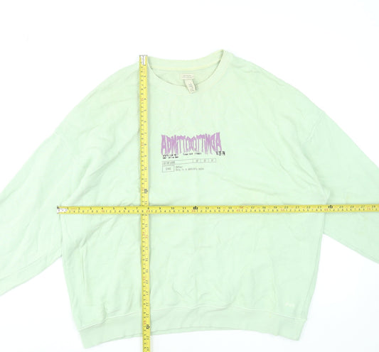 Womens UK Size M Pull&Bear Green Pullover Sweatshirt