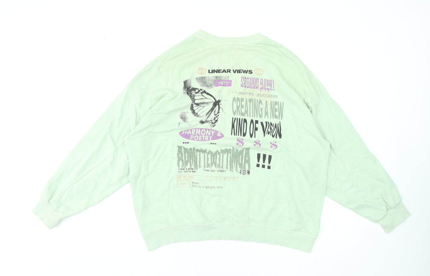 Womens UK Size M Pull&Bear Green Pullover Sweatshirt