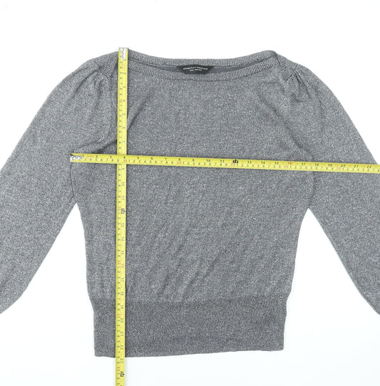Dorothy Perkins Women’s Grey Metallic Boat Neck Jumper Size 16