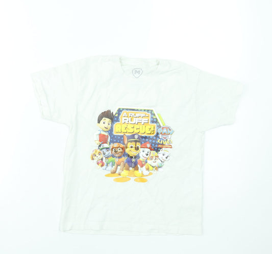 Boys UK Size 7-8 Years Paw Patrol White Basic T-Shirt