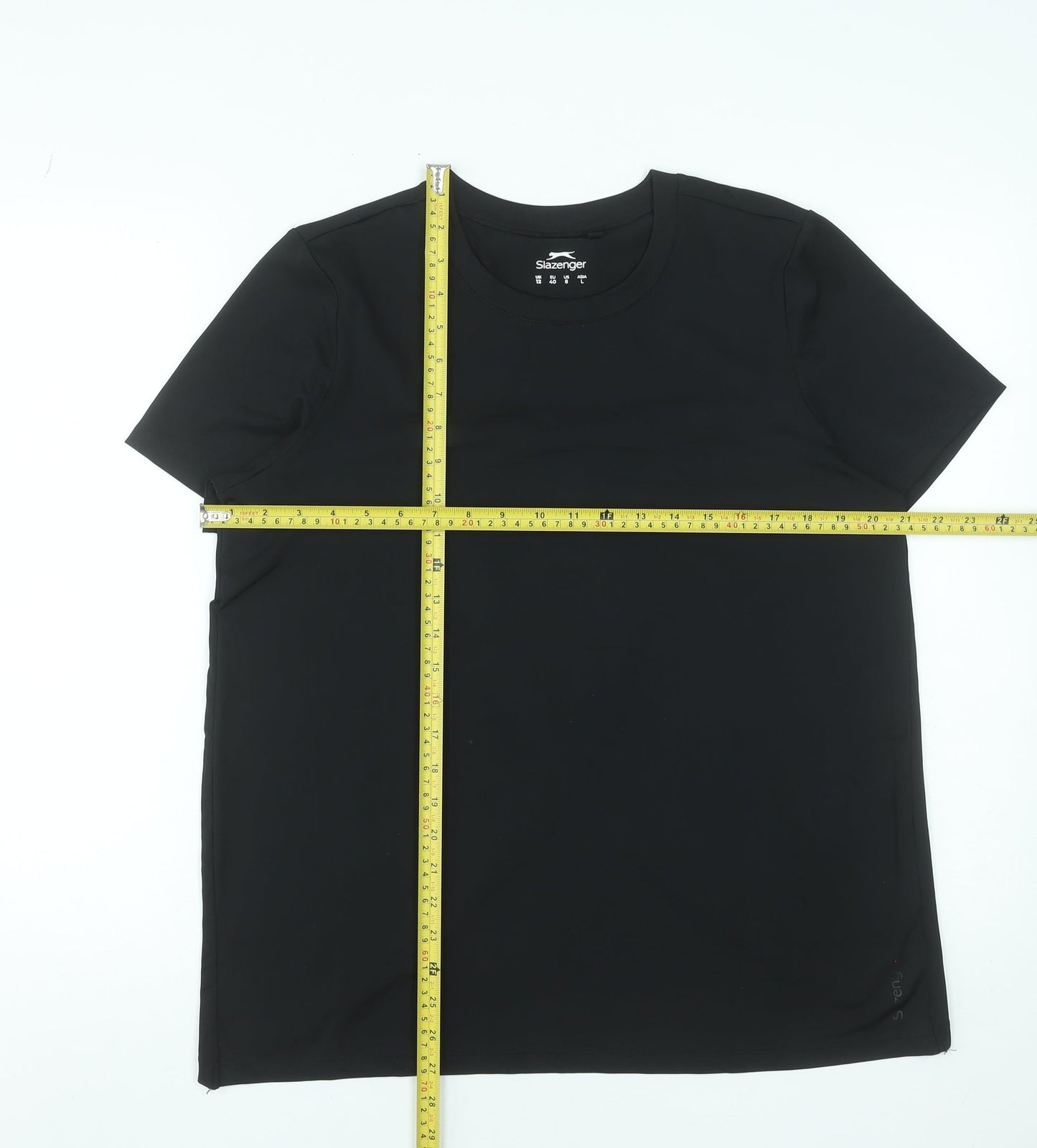 Womens UK Size 12 Slazenger Black Running & JoggingGym & TrainingYoga T-Shirt
