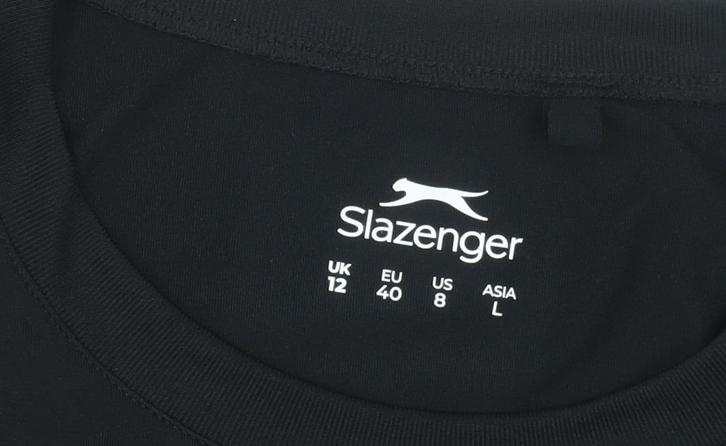 Womens UK Size 12 Slazenger Black Running & JoggingGym & TrainingYoga T-Shirt