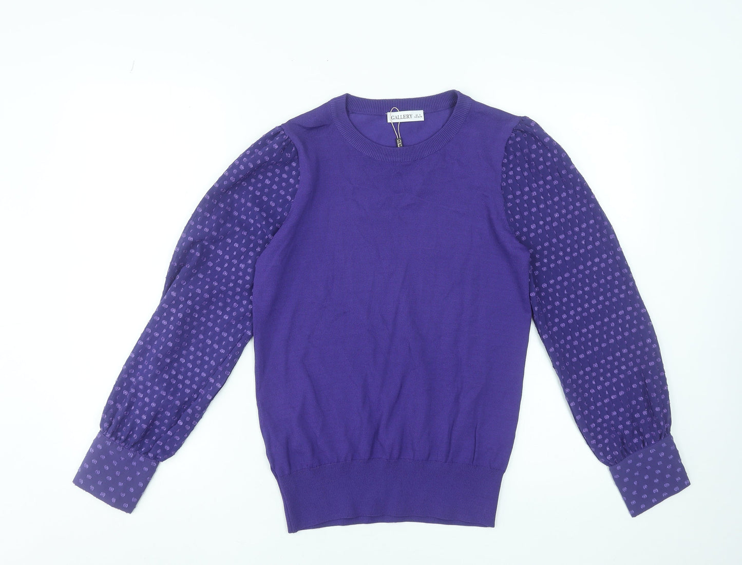 Womens UK Size S Gallery Purple Basic Blouse