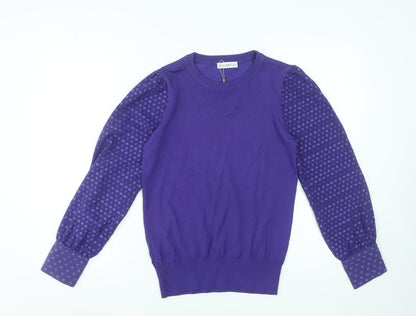 Womens UK Size S Gallery Purple Basic Blouse