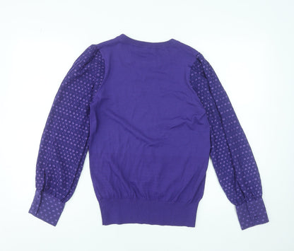Womens UK Size S Gallery Purple Basic Blouse