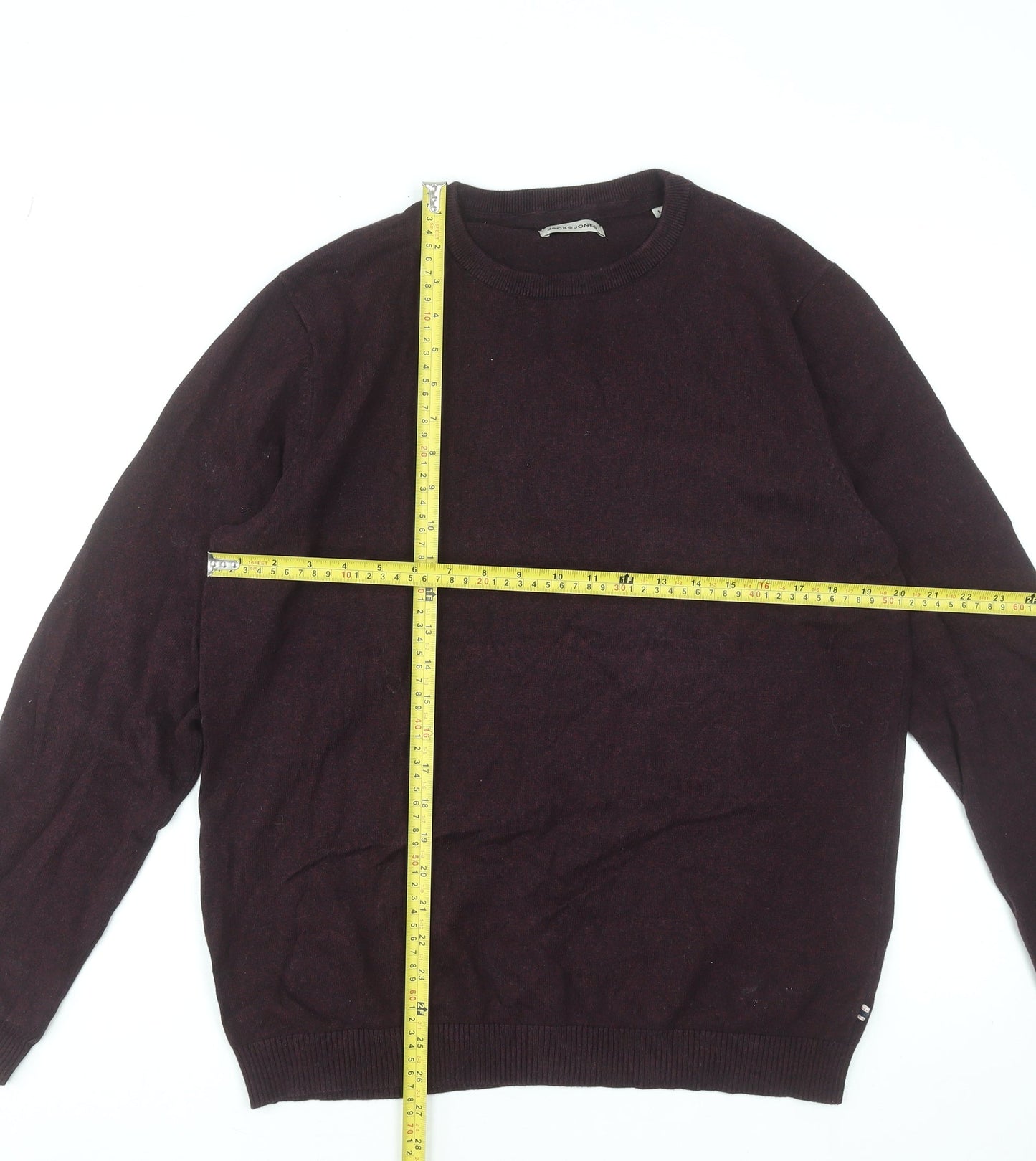 Jack & Jones Men's Brown Cotton Crew Neck Pullover Jumper Size L