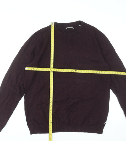 Jack & Jones Men's Brown Cotton Crew Neck Pullover Jumper Size L