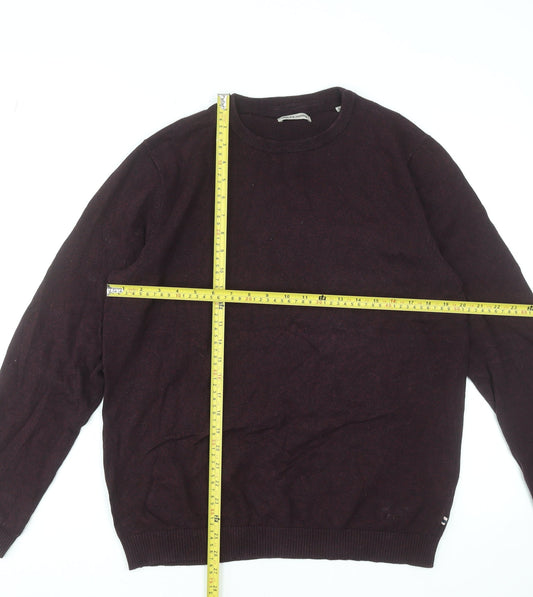 Jack & Jones Men's Brown Cotton Crew Neck Pullover Jumper Size L