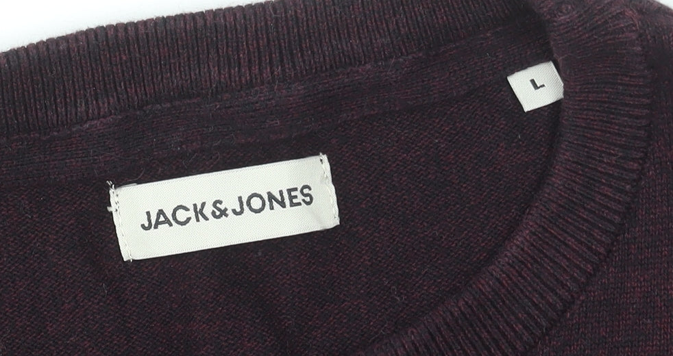 Jack & Jones Men's Brown Cotton Crew Neck Pullover Jumper Size L