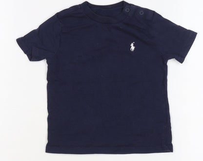 Ralph Lauren Blue Cotton Short Sleeve T-Shirt 12 Months Unisex Baby