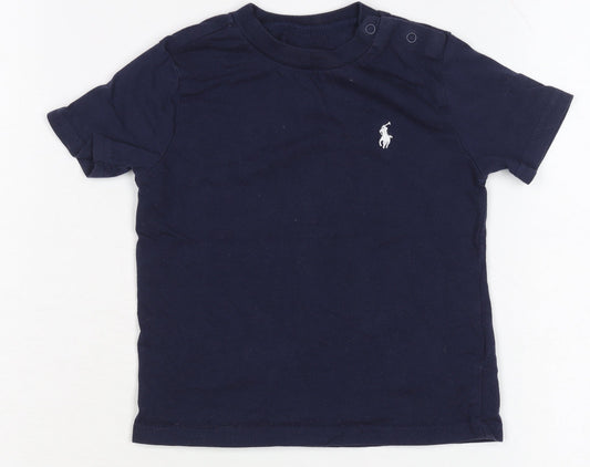 Ralph Lauren Blue Cotton Short Sleeve T-Shirt 12 Months Unisex Baby