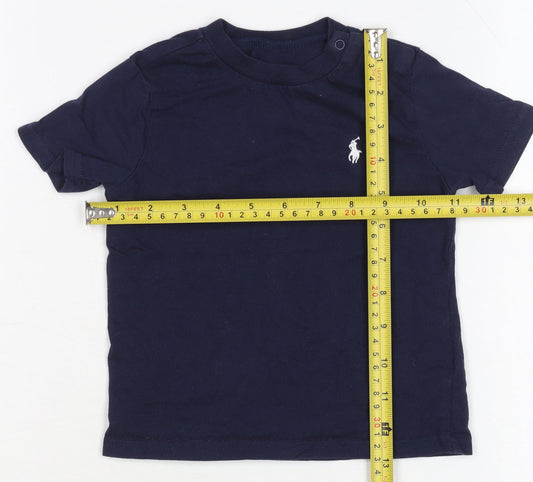 Ralph Lauren Blue Cotton Short Sleeve T-Shirt 12 Months Unisex Baby