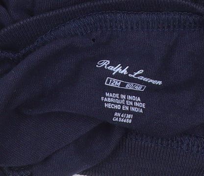 Ralph Lauren Blue Cotton Short Sleeve T-Shirt 12 Months Unisex Baby