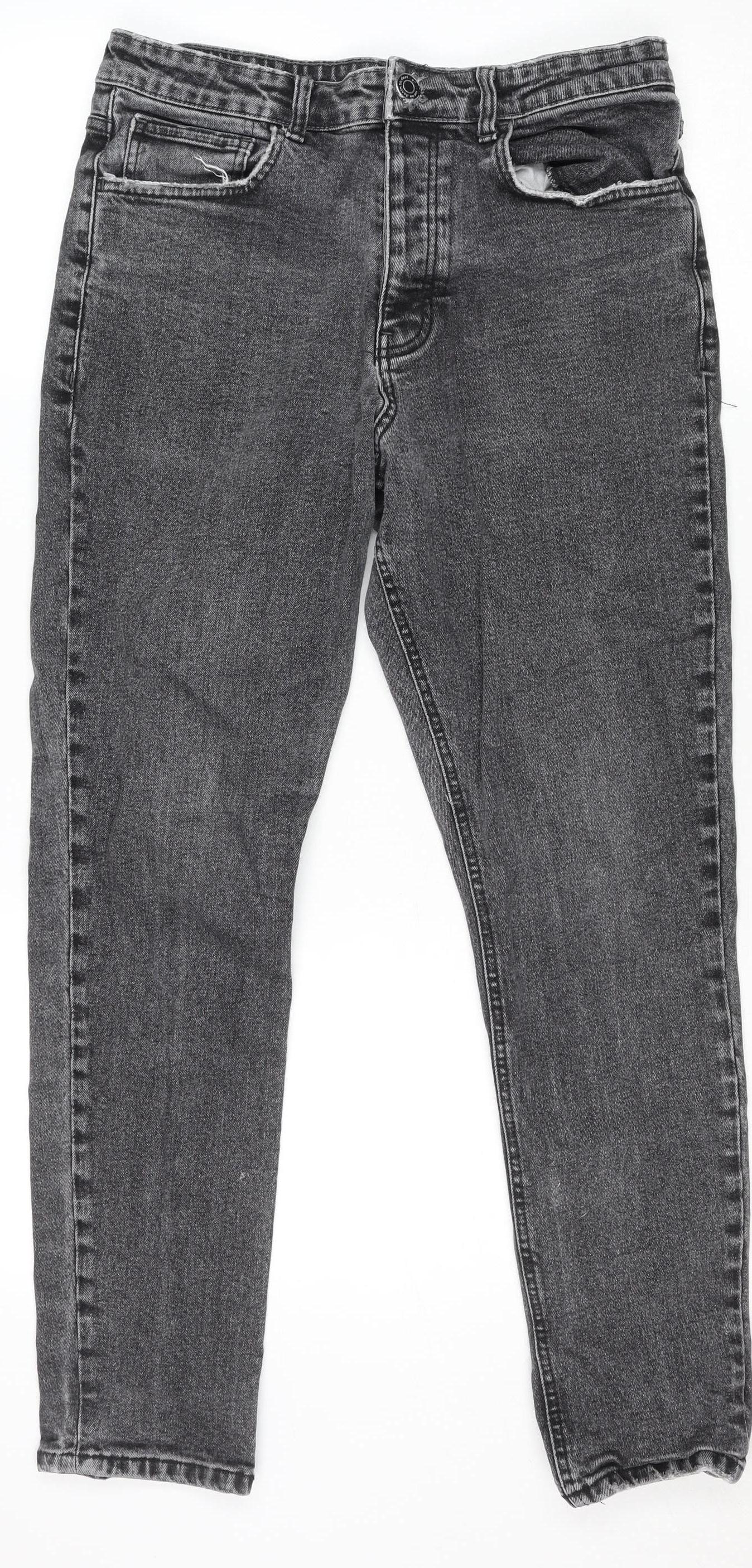 Denim & Co. Men’s Grey Relaxed Tapered Denim Jeans W32 L30 Classic Style