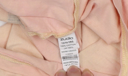 Girls UK Size 13-14 Years Zudio Beige Basic T-Shirt