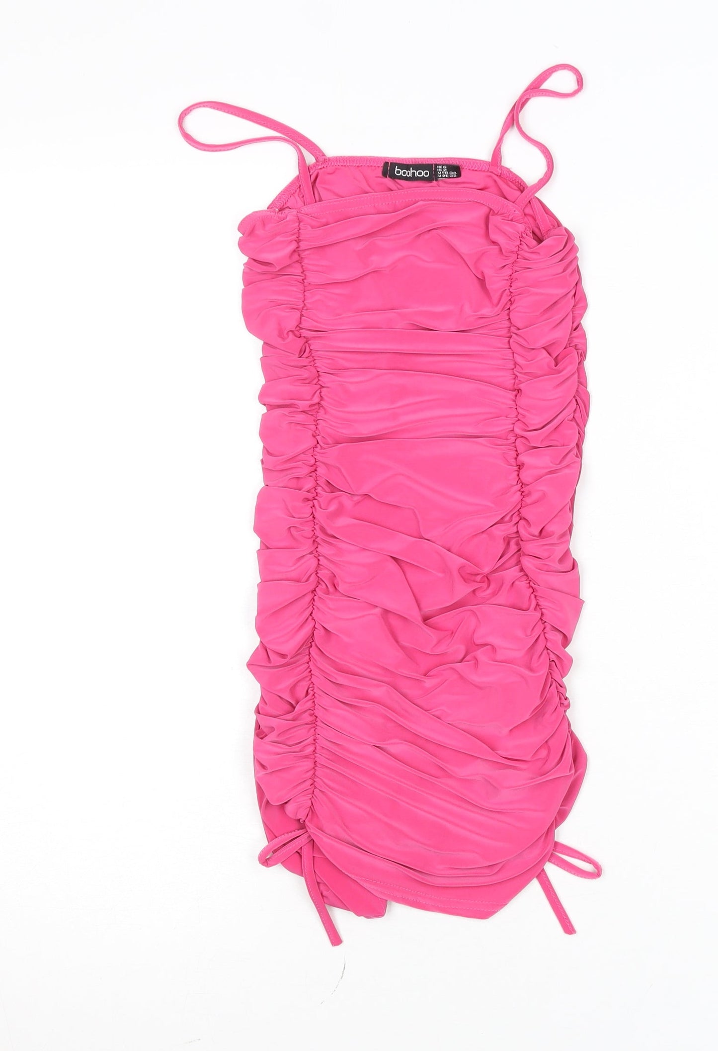Boohoo Women’s Pink Bodycon Ruched Mini Dress Size 6
