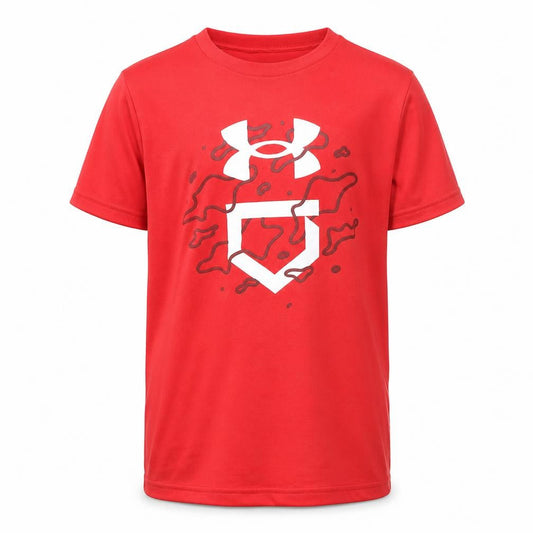 Under Armour Boys Red Graphic Logo Active T-Shirt Size 8 Years
