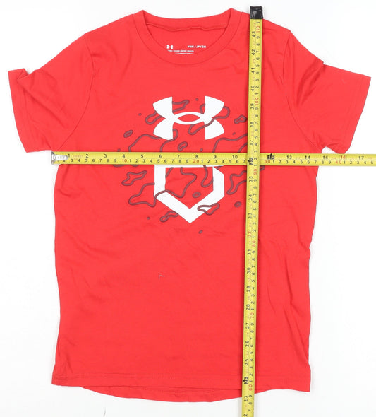 Under Armour Boys Red Graphic Logo Active T-Shirt Size 8 Years