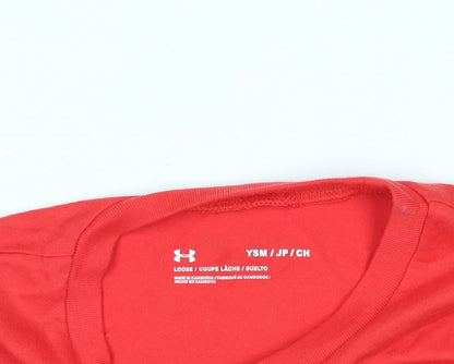 Under Armour Boys Red Graphic Logo Active T-Shirt Size 8 Years