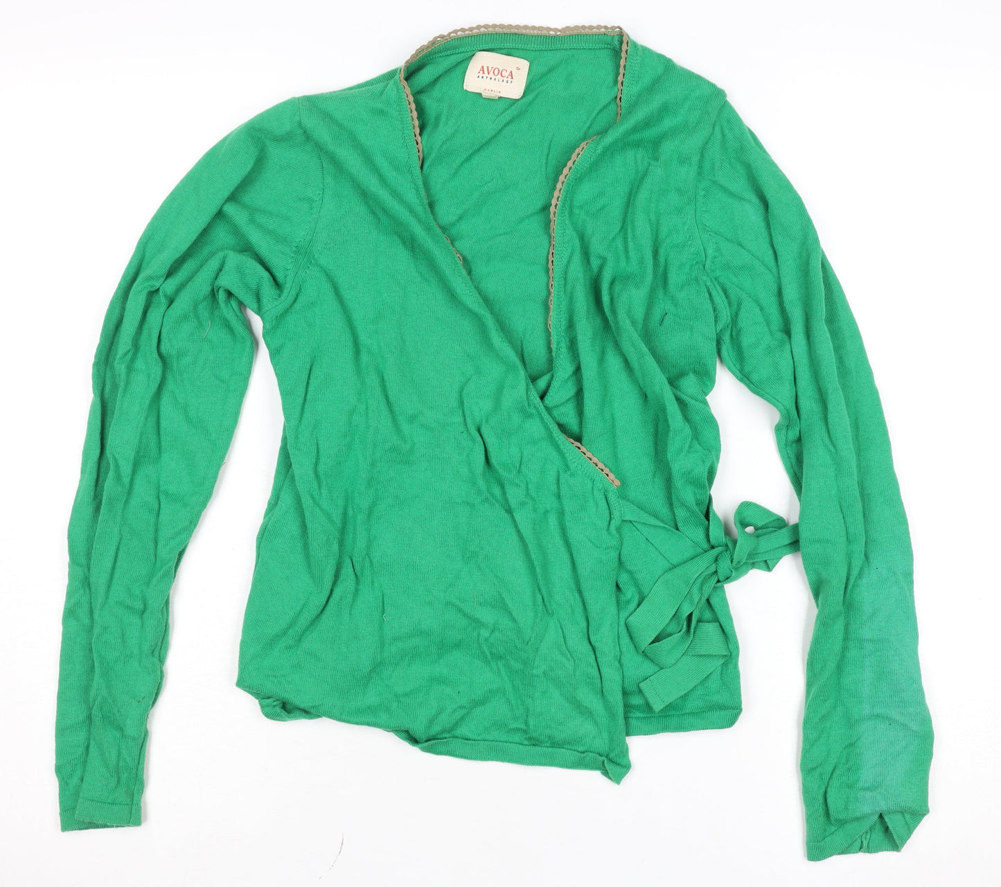 Womens UK Size M Avoca Anthology Green Wrap Jumper