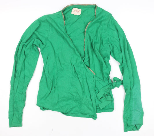 Womens UK Size M Avoca Anthology Green Wrap Jumper