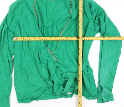 Womens UK Size M Avoca Anthology Green Wrap Jumper