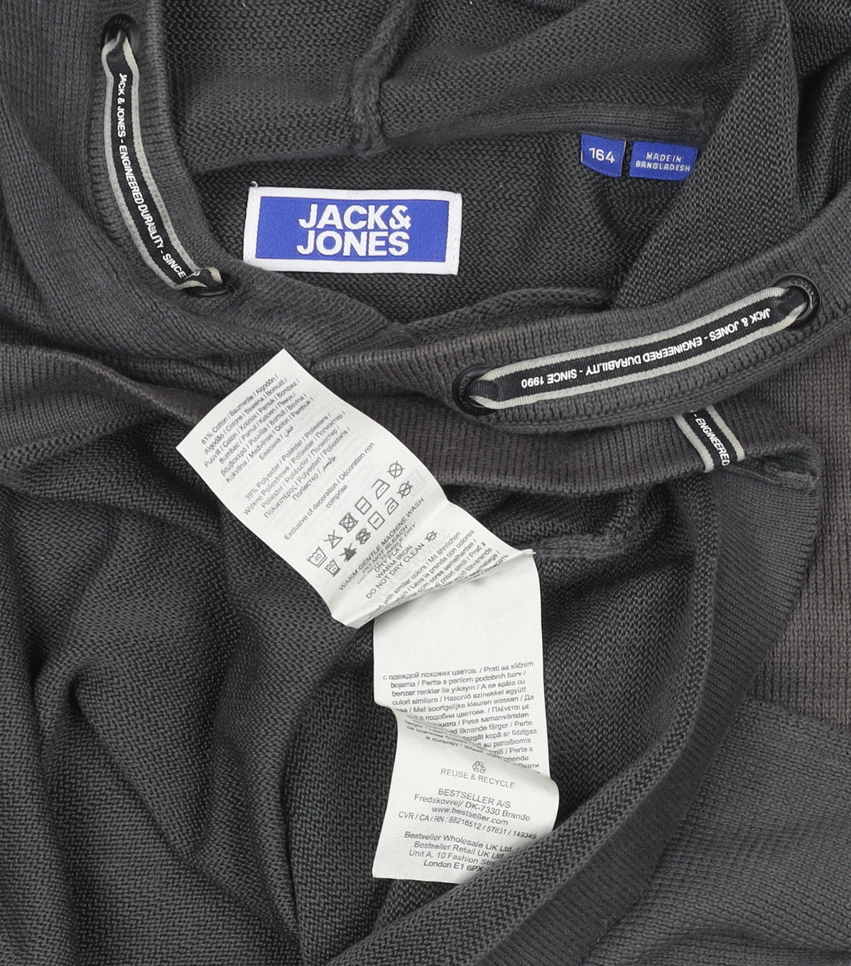 Boys UK Size 164 JACK & JONES Black Pullover Hoodie