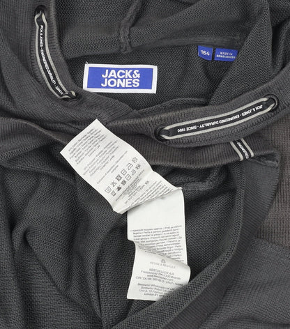 Boys UK Size 164 JACK & JONES Black Pullover Hoodie