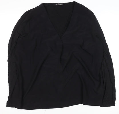 Dunnes Stores Women's Black V-Neck Long Sleeve Blouse Size L