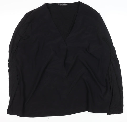 Dunnes Stores Women's Black V-Neck Long Sleeve Blouse Size L