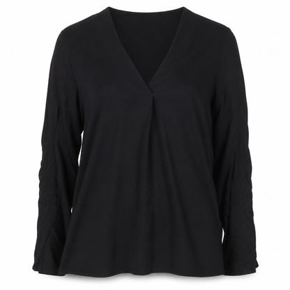 Dunnes Stores Women's Black V-Neck Long Sleeve Blouse Size L