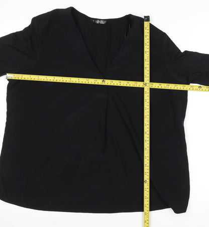 Dunnes Stores Women's Black V-Neck Long Sleeve Blouse Size L