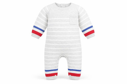 Mothercare Unisex Grey Striped Knit Babygrow 0-3 Months