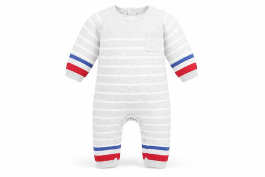 Mothercare Unisex Grey Striped Knit Babygrow 0-3 Months