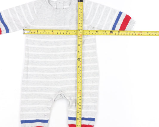 Mothercare Unisex Grey Striped Knit Babygrow 0-3 Months