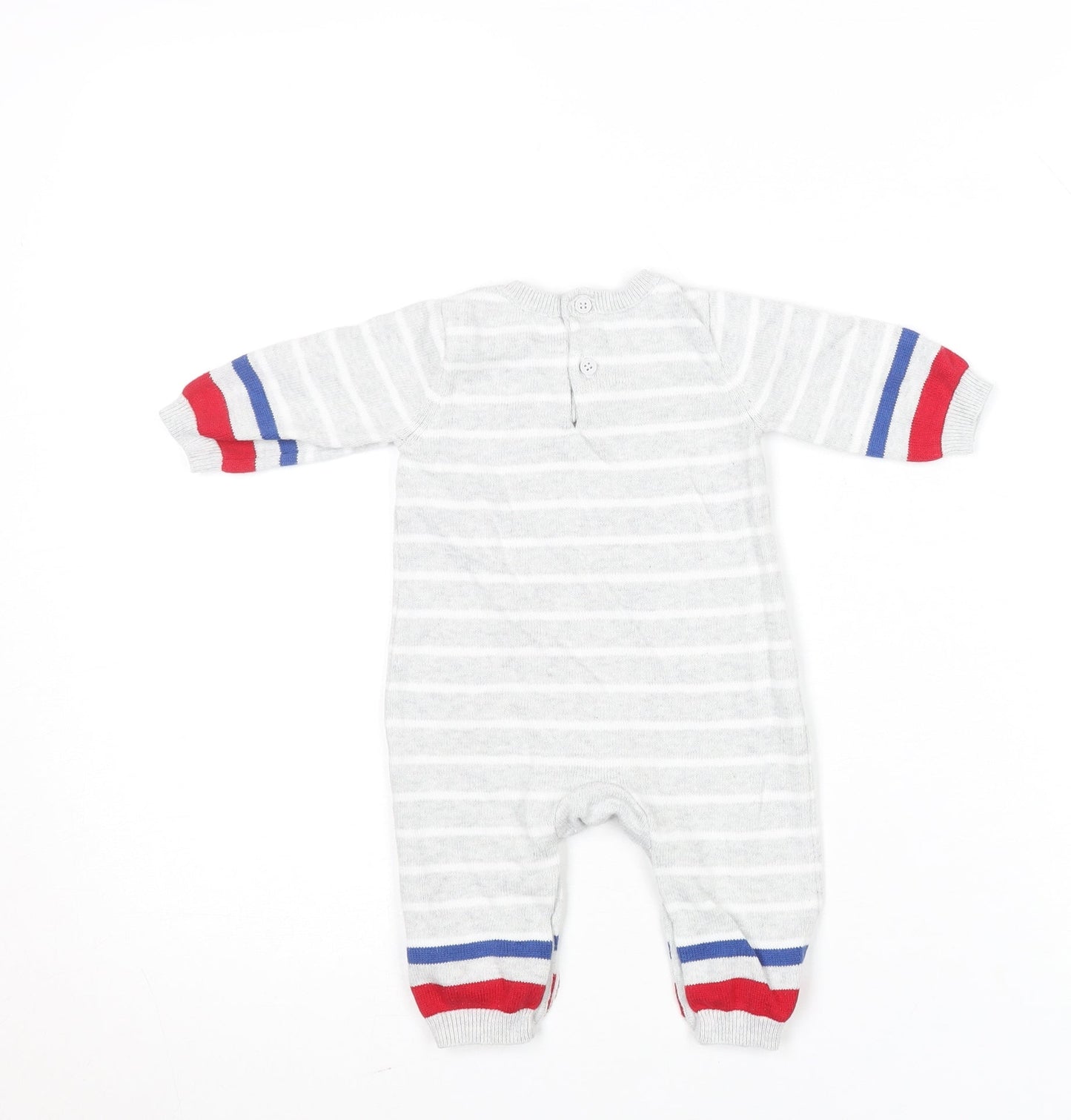 Mothercare Unisex Grey Striped Knit Babygrow 0-3 Months