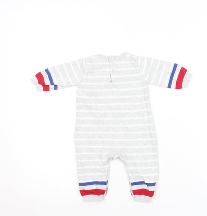 Mothercare Unisex Grey Striped Knit Babygrow 0-3 Months