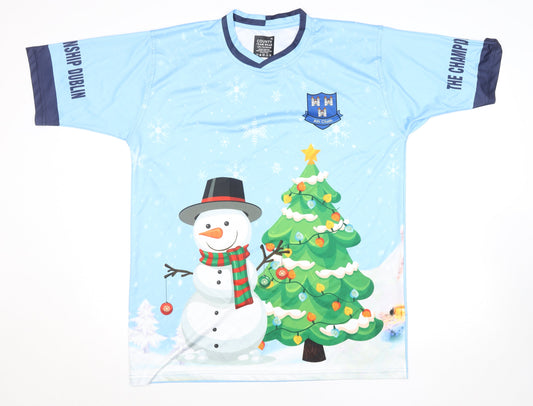 County Team Wear Men's Blue XL Christmas Football T-Shirt