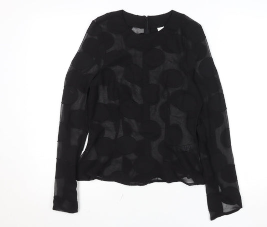 Womens UK Size 10 H&M Black Basic Blouse