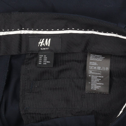 H&M Men's Black Slim Fit Dress Trousers 34R Formal Work Pants