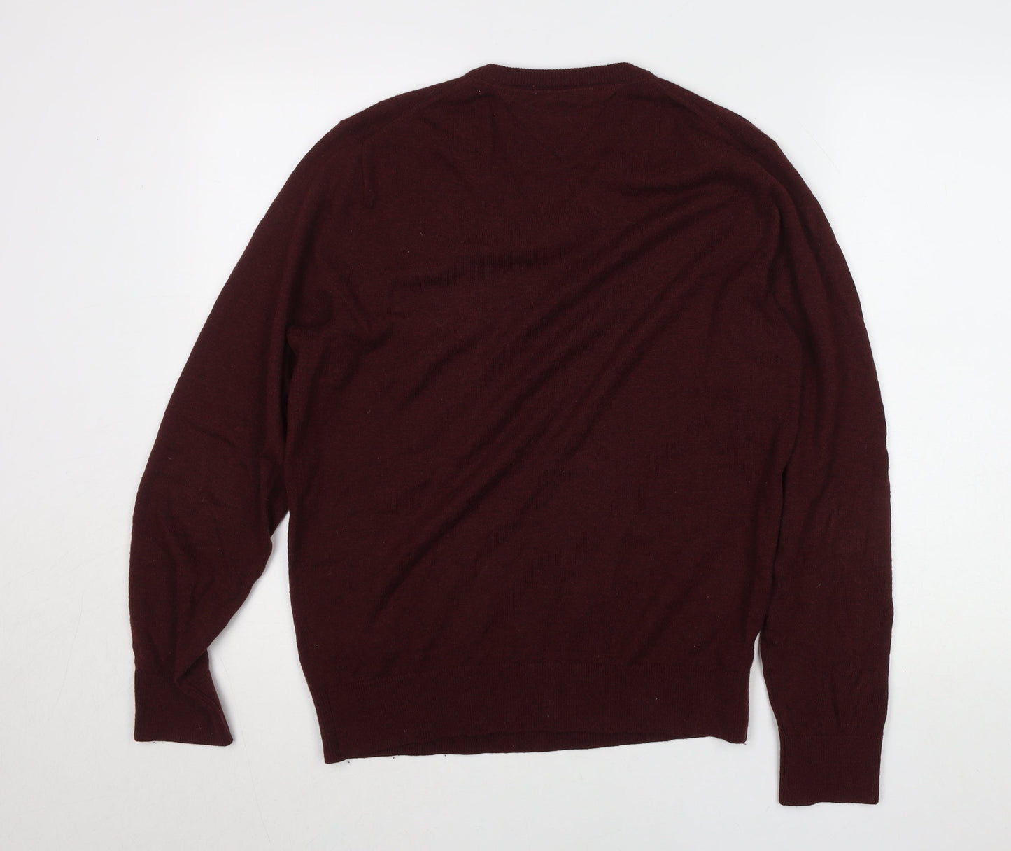 Tommy Hilfiger Men’s Red Lambswool V-Neck Jumper M