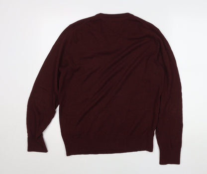 Tommy Hilfiger Men’s Red Lambswool V-Neck Jumper M