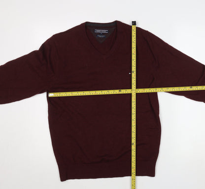 Tommy Hilfiger Men’s Red Lambswool V-Neck Jumper M