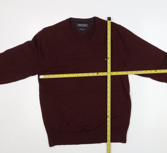 Tommy Hilfiger Men’s Red Lambswool V-Neck Jumper M